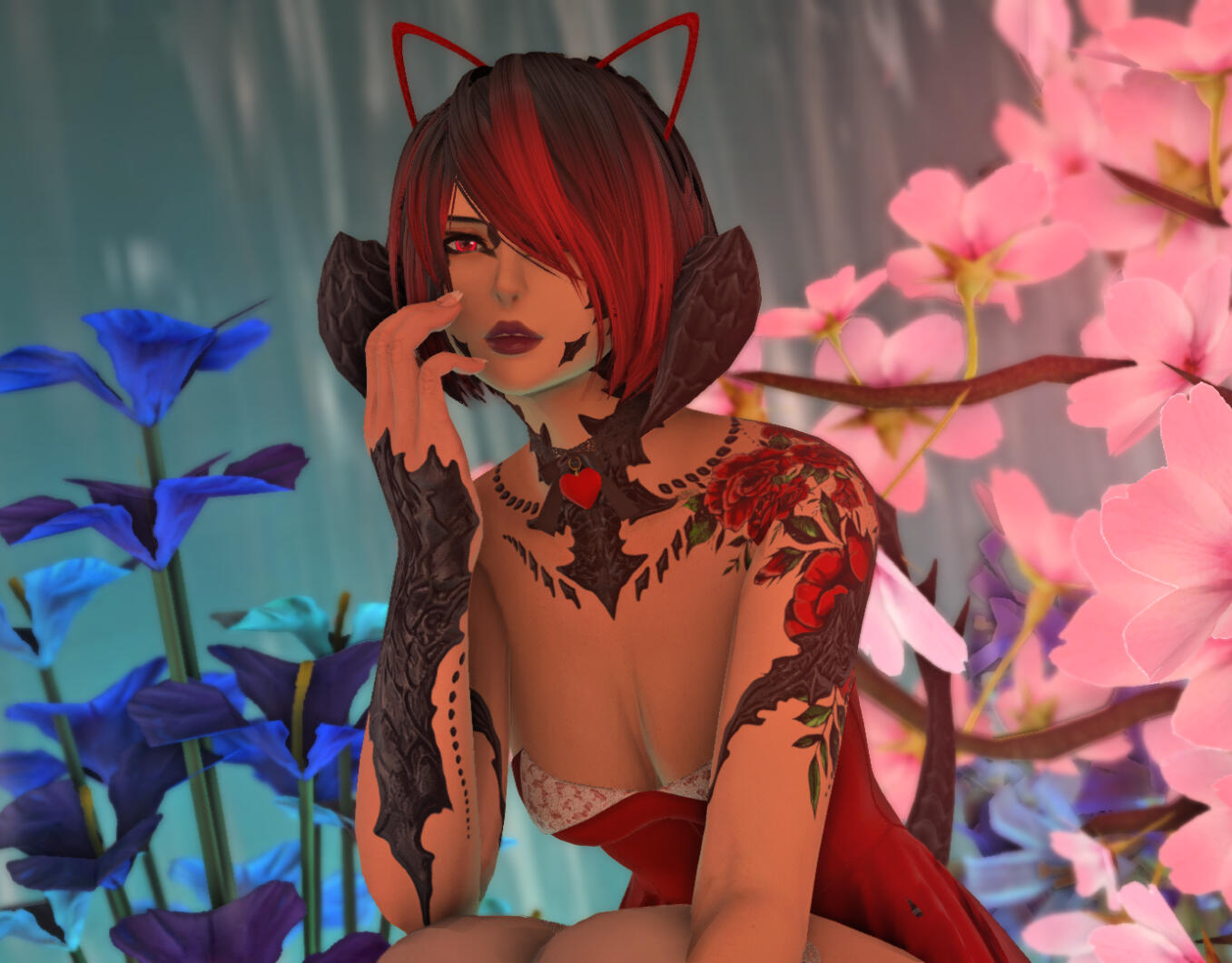 Pink Flowers behind me